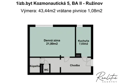 Na predaj 1-izbový byt, 43 m², Bratislava-Ružinov, Kozmonautická 5