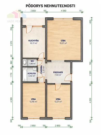 Byty na predaj 3-izbový, Dubnica nad Váhom · €134 300