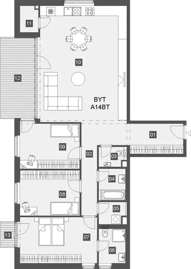 Na predaj 4-izbový byt, 148 m², Bratislava-Rača, Karpatské námestie