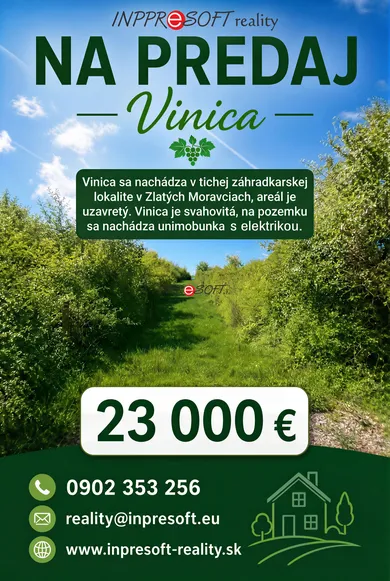 Eladó telkek, Zlaté Moravce · €23 000