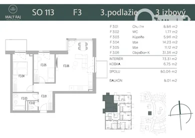Na predaj 3-izbový byt, 80 m², Slovenský Grob