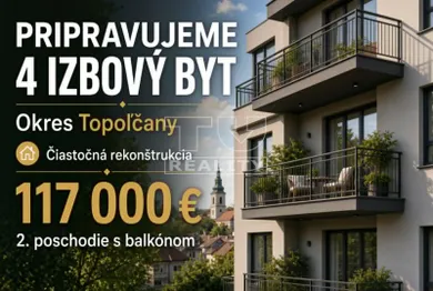 Mieszkania na sprzedaż, 4-pokojowe, Topoľčany · €117 000