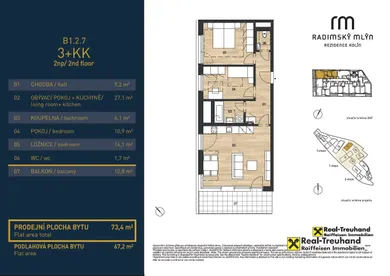 Na predaj 3-izbový byt, Kolín, Brankovická