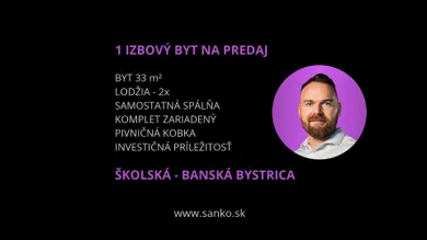 Na predaj 1-izbový byt, 33 m², Banská Bystrica, Školská