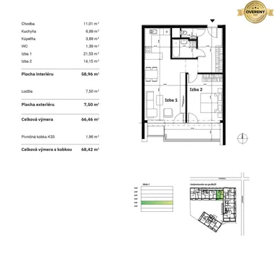 Na predaj 2-izbový byt, 64 m², Bratislava-Nové Mesto, Račianska