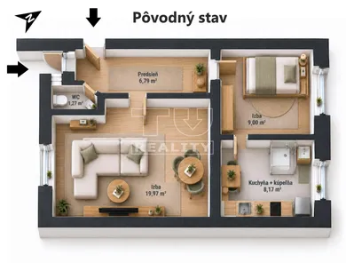 Na predaj 2-izbový byt, 45 m², Bratislava-Nové Mesto