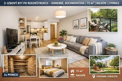 Mieszkania na sprzedaż, 3-pokojowe, Humenné · €118 000