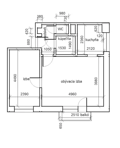 Na predaj 2-izbový byt, 43 m², Trebišov, Čsl. armády